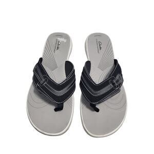 Clarks Women's Brinkley Cloudsteppers Black Flip Flops Size 11  31726-2862